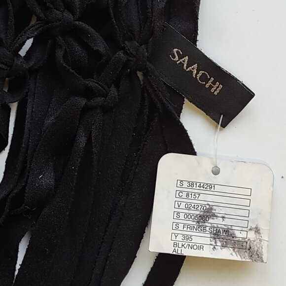 NWT Free People Heart of Gold Black Fringe Shawl Boho Western Festival One Size - Picture 10 of 10